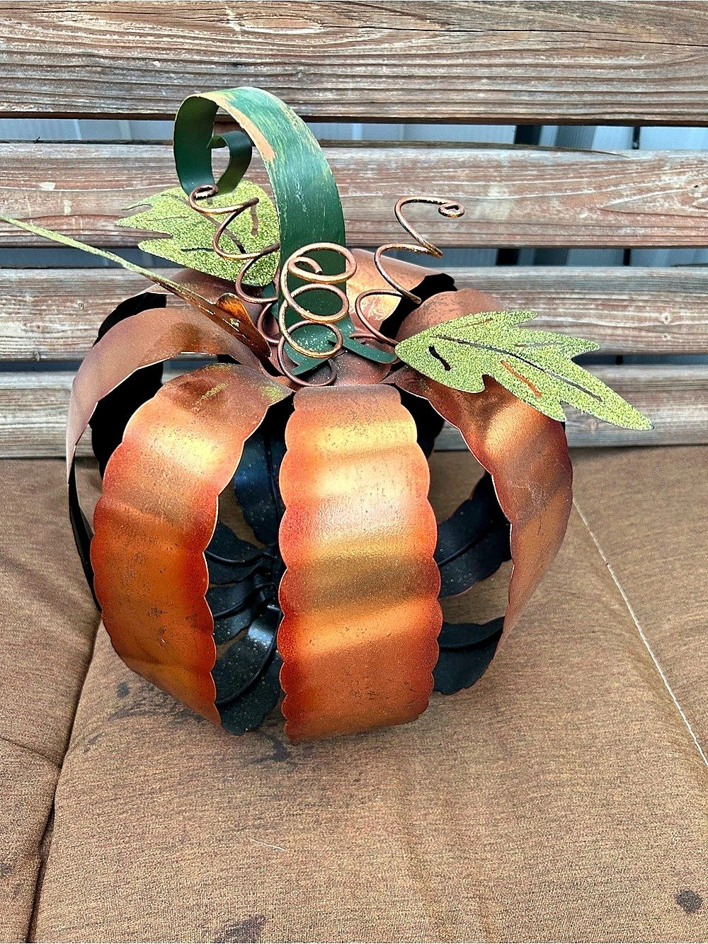 Pumpkin Harvest Metal Holiday Decor in Orange & Green